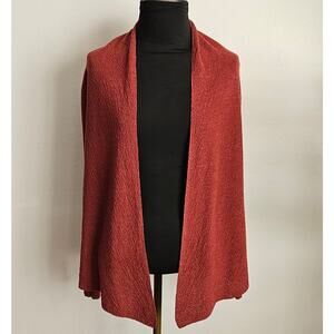 EUC EILEEN FISHER Wool Open Front Shawl Collar Lightweight Textured Cardigan XS